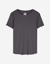 T-Shirt - Rippenstruktur - dunkelgrau