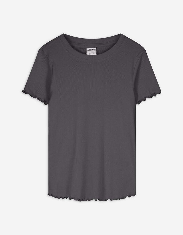 T-Shirt - Rippenstruktur - dunkelgrau