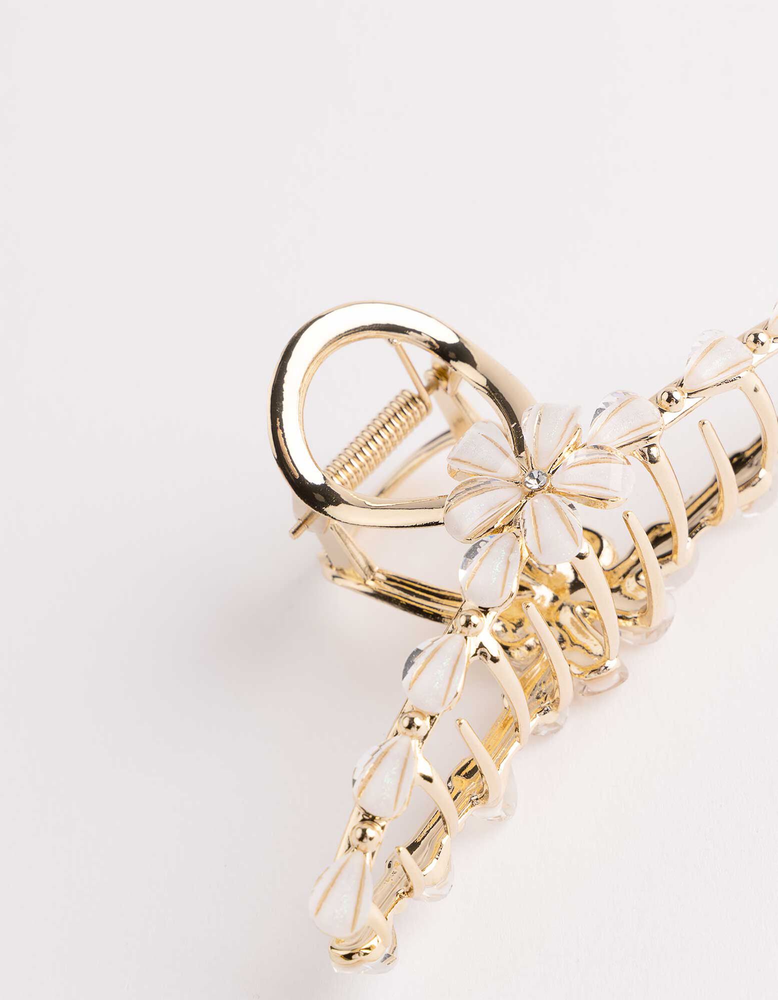 Haarklammer - Blumen - goldfarben