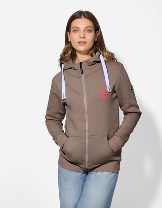 Sweatjacke - Print - beige