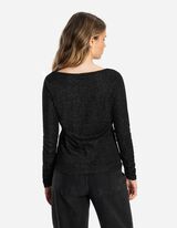 Langarmshirt - Lurex - schwarz