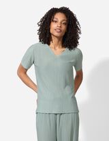 T-Shirt - Plisseefalten - hellgrün