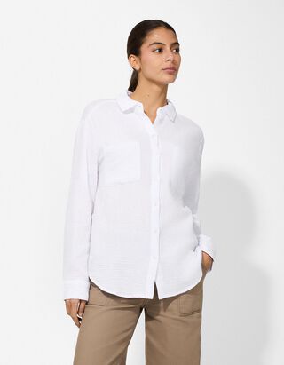 Bluse - einfarbig - wei&szlig;