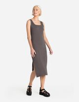 Rochie midi - Fantă laterală - Gri inchis