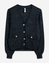 Kardigan - Knoflíky - tmave modra