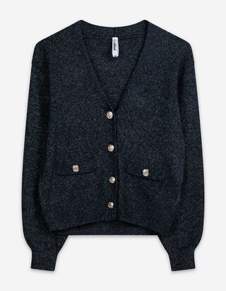 Kardigan - Knoflíky - tmave modra