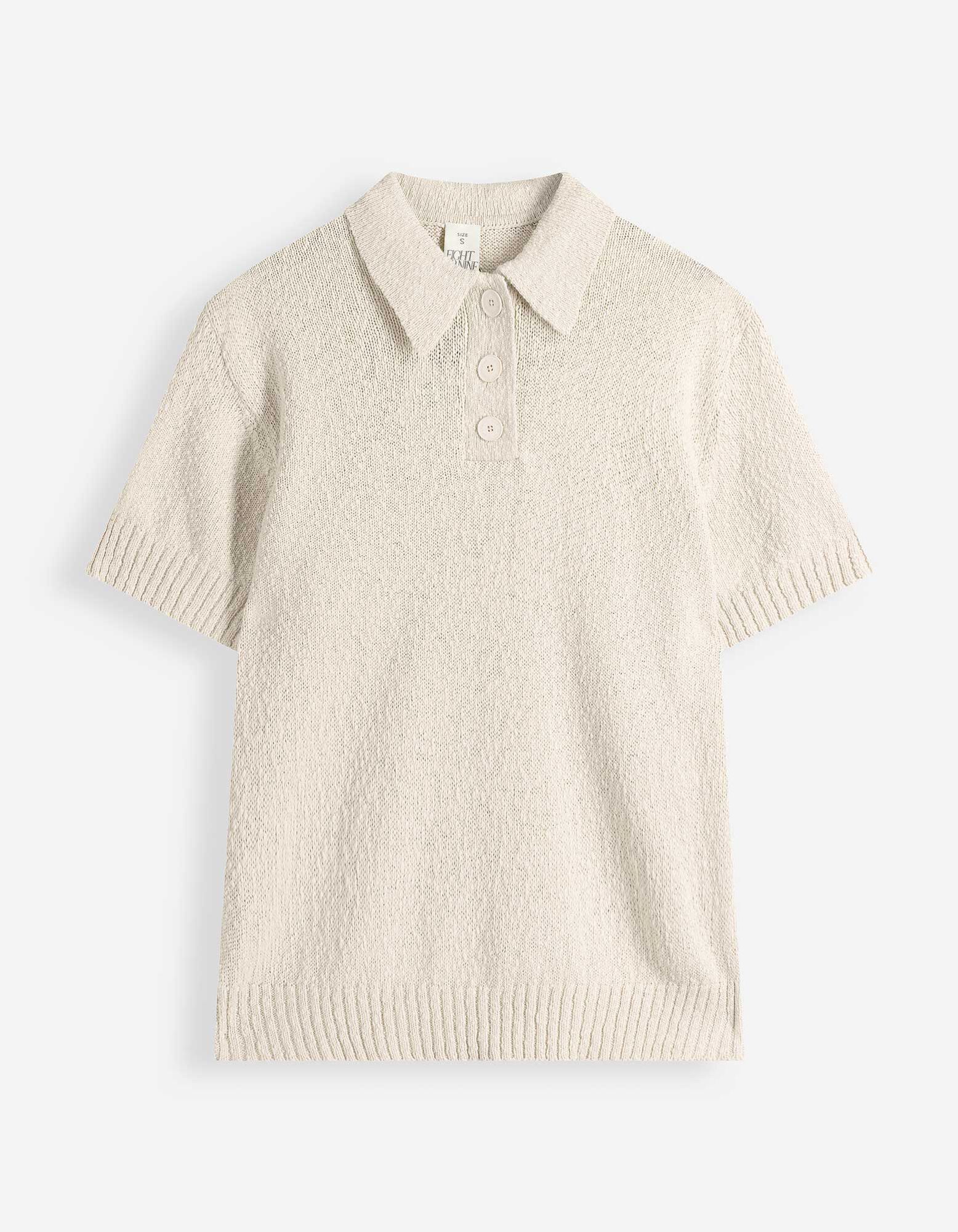 Strickpullover - Polokragen - wei&szlig;