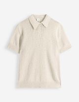 Strickpullover - Polokragen - wei&szlig;