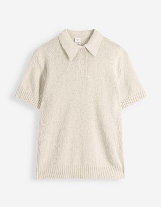 Strickpullover - Polokragen - wei&szlig;