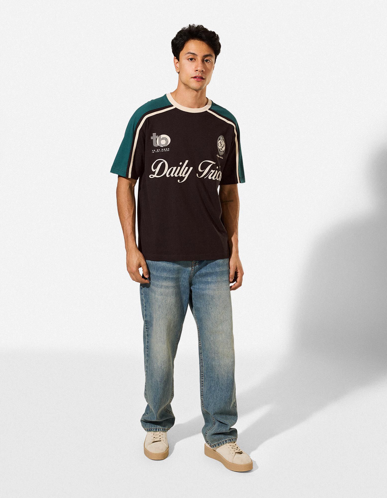 T-Shirt - Frontprint - Schwarz