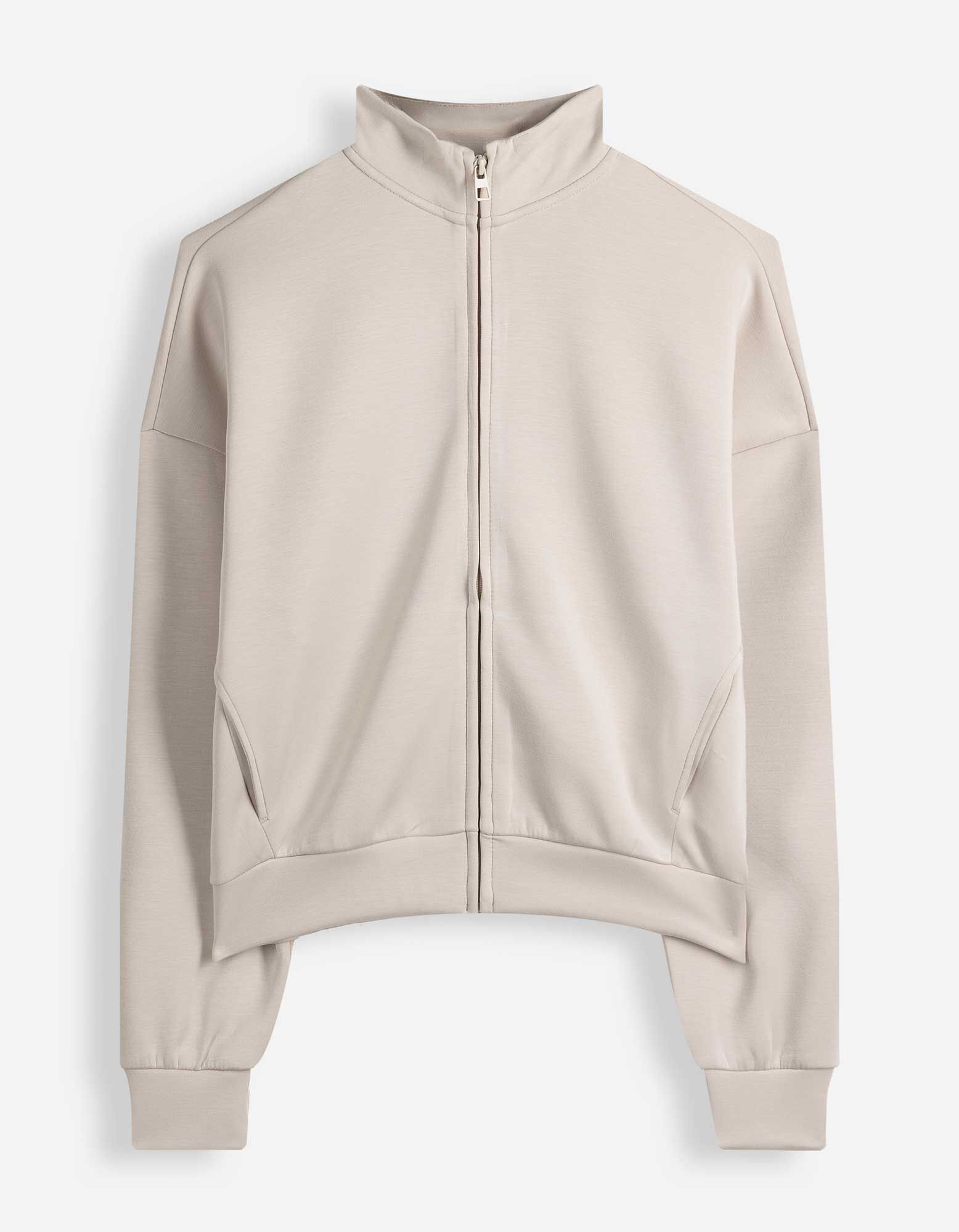 Sweatjacke - Soft-Touch - Beige