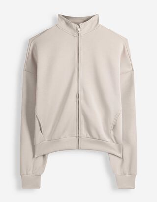 Sweatjacke - Soft-Touch - Beige