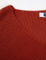 Pletený sveter - Predĺžený zadný diel - tmavocervena