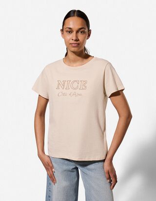 T-Shirt - Stickereien - Beige