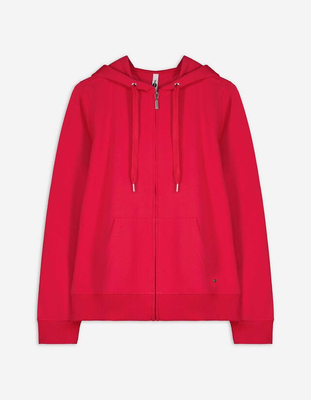 Sweatjacke - einfarbig - pink