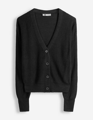 Gebreid vest - V-hals - zwart