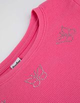 Hossz&uacute; ujj&uacute; felső - Bord&aacute;zott - pink