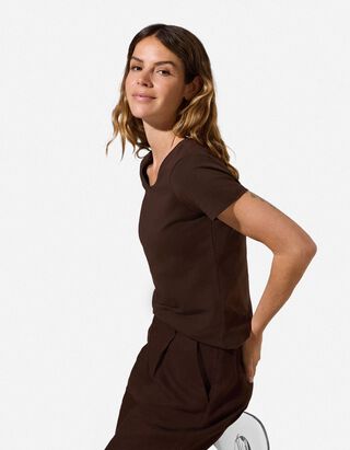 T-Shirt - Stretchanteil - Dunkelbraun