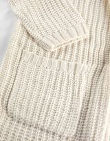 długi kardigan - Kaptur - bialy