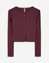 Langarmshirt - Knopfleiste - dunkellila