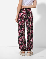 Jogpants - Florales Muster - schwarz
