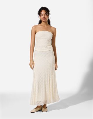 Gonna maxi - Pizzo - bianco