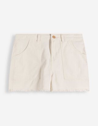 Shorts - Ausgefranste Abschl&uuml;sse - Off-White