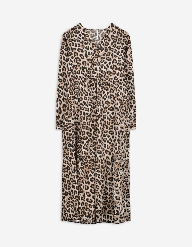 Kleid in A-Linie - Allover-Muster - weiß