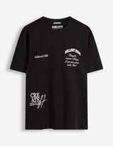 T-Shirt - Relax Fit - Schwarz
