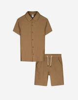 Komplet srajce in kratkih hlač - Muslin - svetlo rjava