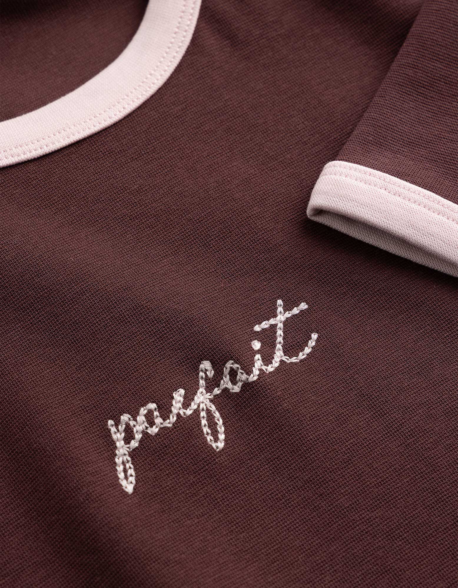 T-Shirt - Stickerei - Braun