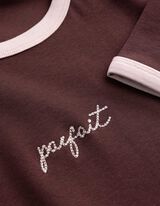 T-Shirt - Stickerei - Braun