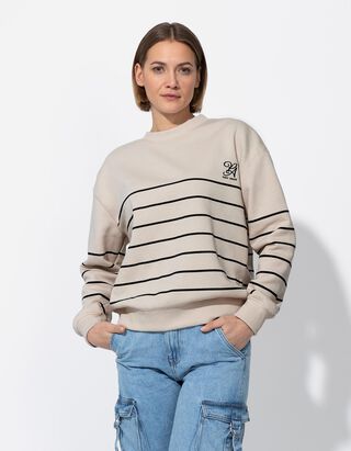 Sweatshirt - Streifen - beige