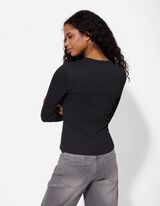 Langarmshirt - Modal-Anteil - schwarz