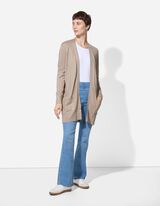 Cardigan lung - Buzunare patch - Bej