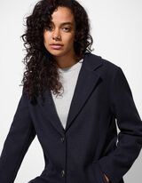 Manteau - Aspect laine - Bleu foncé