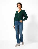 Gebreid vest - Knoopsluiting - Donkergroen
