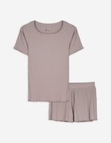 Pyjama Set aus Shirt und Hose - beige