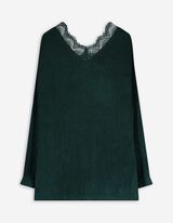 Pullover - Spitzenbesatz - grün