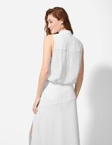 Blusenshirt - Crinkle-Optik - weiß