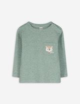 Langarmshirt - Waffelstruktur - türkis