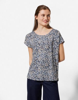Bluse - Allover-Print - blau