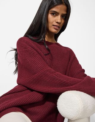 Pulóver - Túlméretezett fazon - mélyvörös