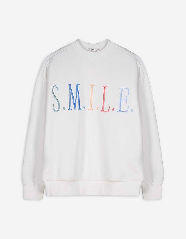 Sweatshirt - Stickerei - weiß