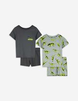 Pyjama Set aus Shirt und Shorts - 2er-Pack - dunkelgrün
