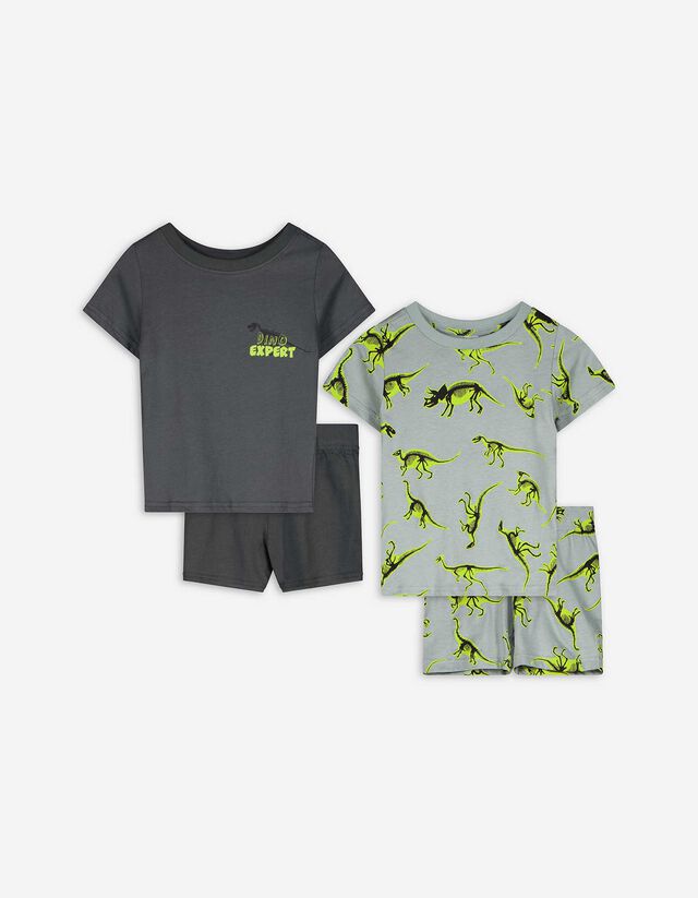 Pyjama Set aus Shirt und Shorts - 2er-Pack - dunkelgrün