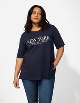 T-shirt - Glitterprint - donkerblauw