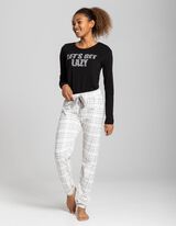 g&oacute;ra od piżamy - nadrukowany przekaz - czarny