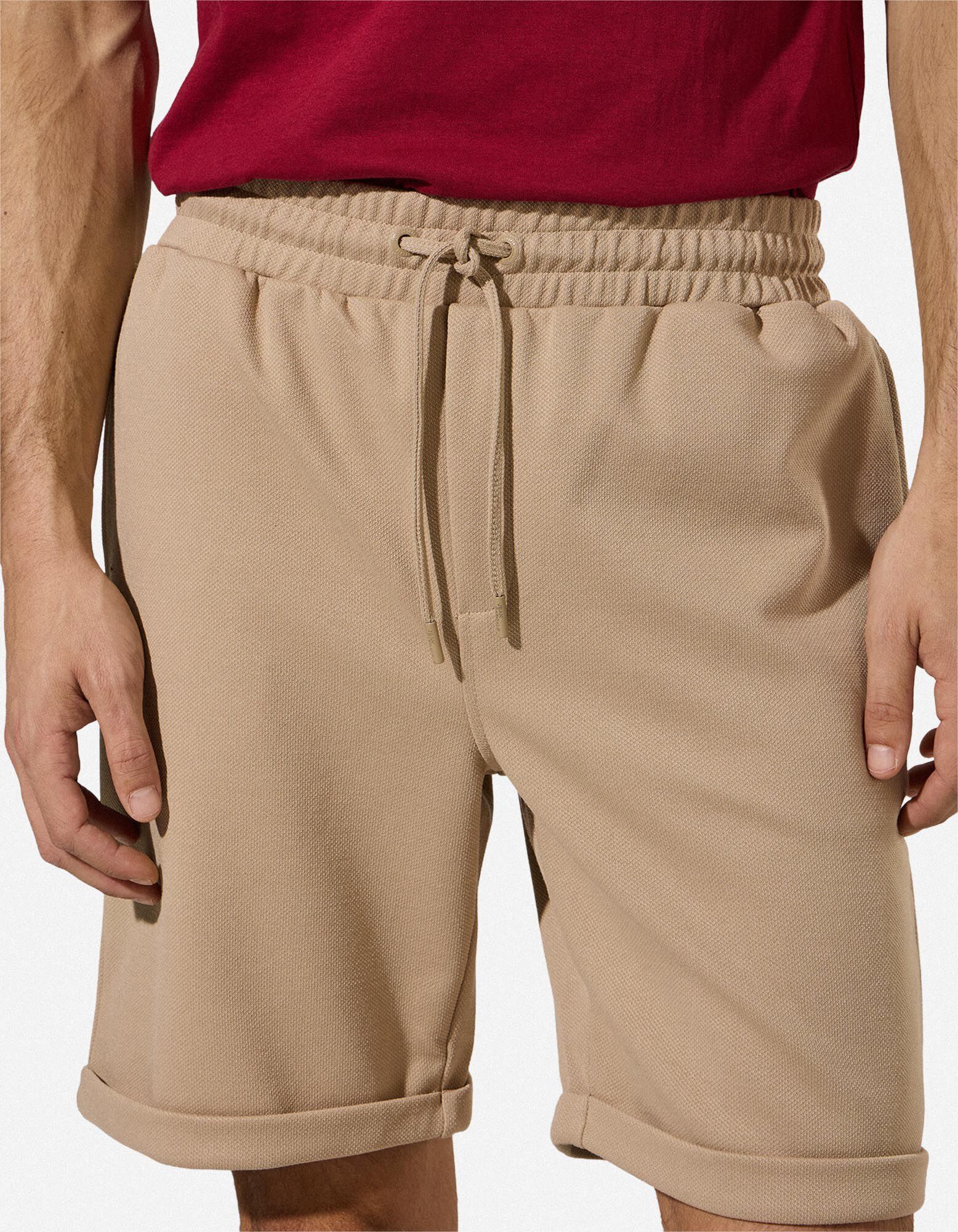 Shorts - Piqu&eacute; - Beige