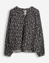Bluse - Florales Muster - Schwarz